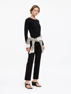 T-shirt slim à manches longues - Noir — photo 2