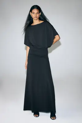 Robe maxi à effet drapé - Noir — photo 1