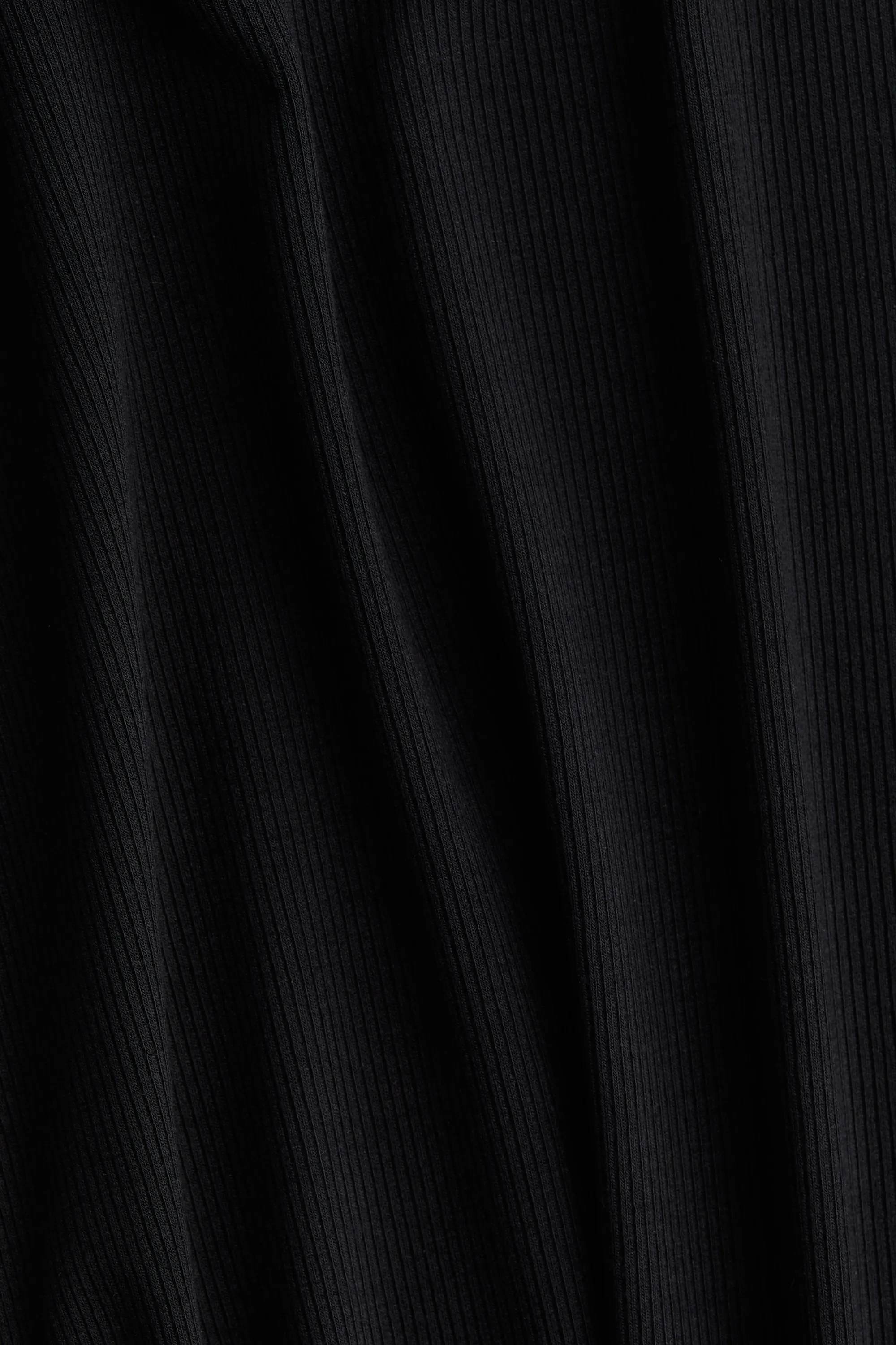 T-shirt côtelé avec dentelle - Noir