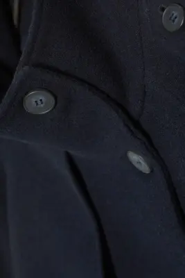 Veste en laine mélangée à col cheminée - Bleu foncé — photo 5