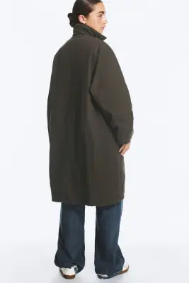 Manteau en toile coupe ample - Gris foncé — photo 3