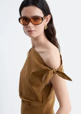 Robe midi asymétrique - Marron Clair — photo 5