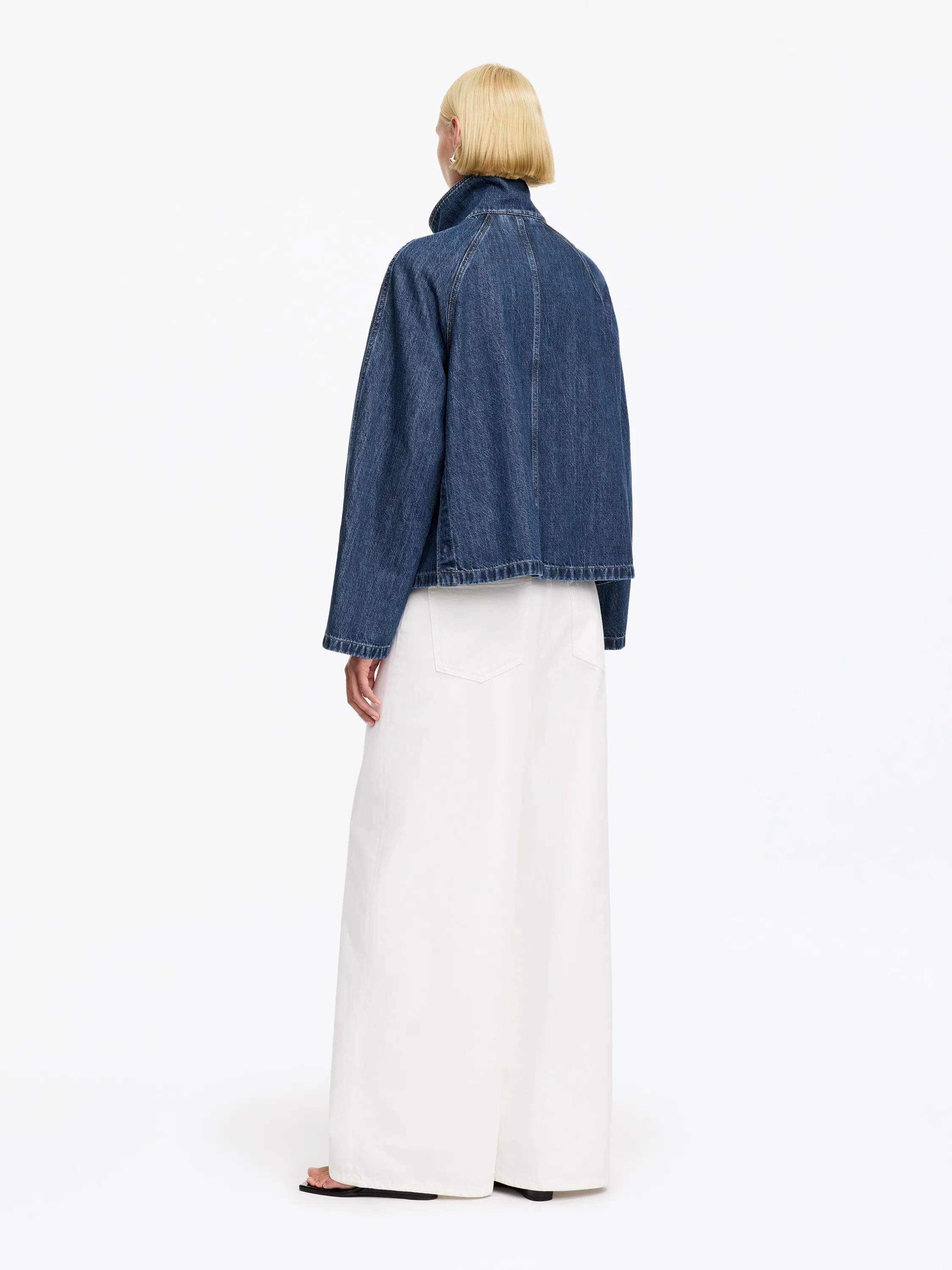 Veste en denim de coton et lyocell - Bleu foncé
