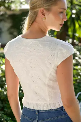 Gina Cotton Blouse - White embroidery — photo 5