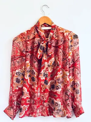 Chemise cravate en soie rousse — photo 2