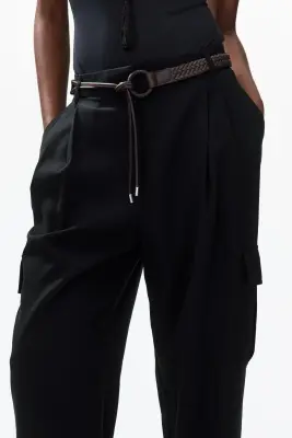 Pantalon barrel avec ceinture - Noir — photo 2
