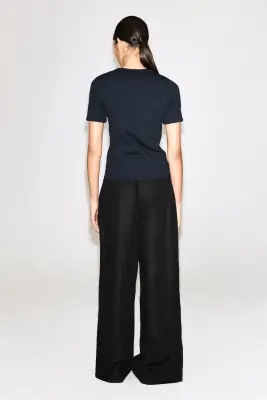 T-SHIRT HENLEY CÔTELÉ - BLEU MARINE — photo 4
