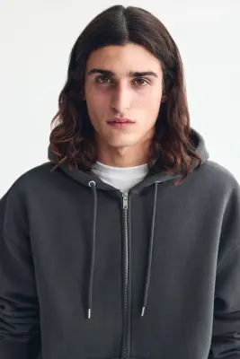 Veste à capuche zippée Loose Fit - Gris foncé — photo 1