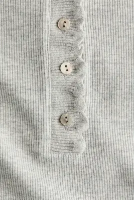 Top en jersey avec détails surjetés - Gris chiné — photo 3