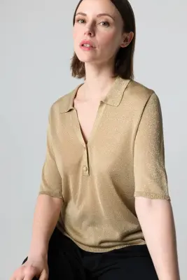 Polo en acetate, fibre métallisée et polyamide — photo 5
