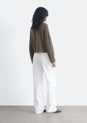 Cardigan décontracté en laine et coton - Taupe — photo 5