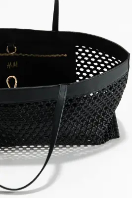 Sac shopping au tissage résille - Noir — photo 2