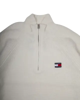 Reg 1/4 ZIP Ragl Sweater White Melange — photo 2