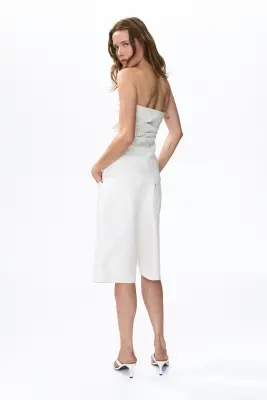 Asymmetric bandeau top - Blanc/rayé — photo 2