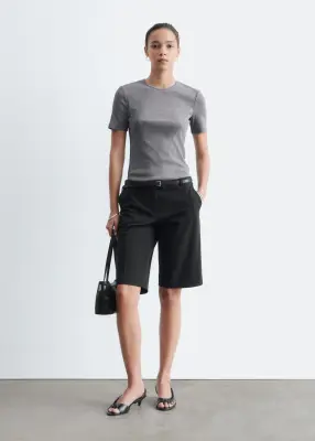T-shirt côtelé - Gris chiné — photo 2