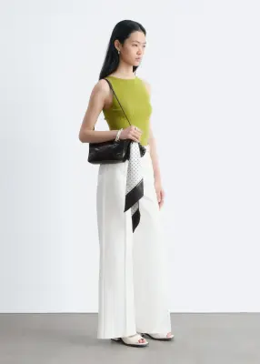 Pantalon en coton à plis marqués - Blanc — photo 4
