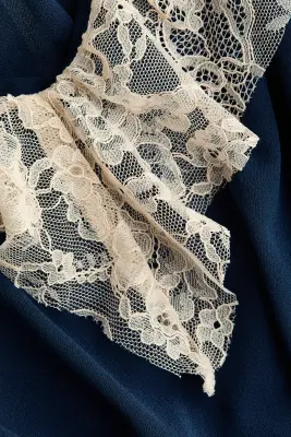 Top à bretelles fines avec dentelle - Bleu — photo 2