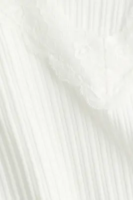 Top en maille pointelle avec dentelle - Blanc — photo 4