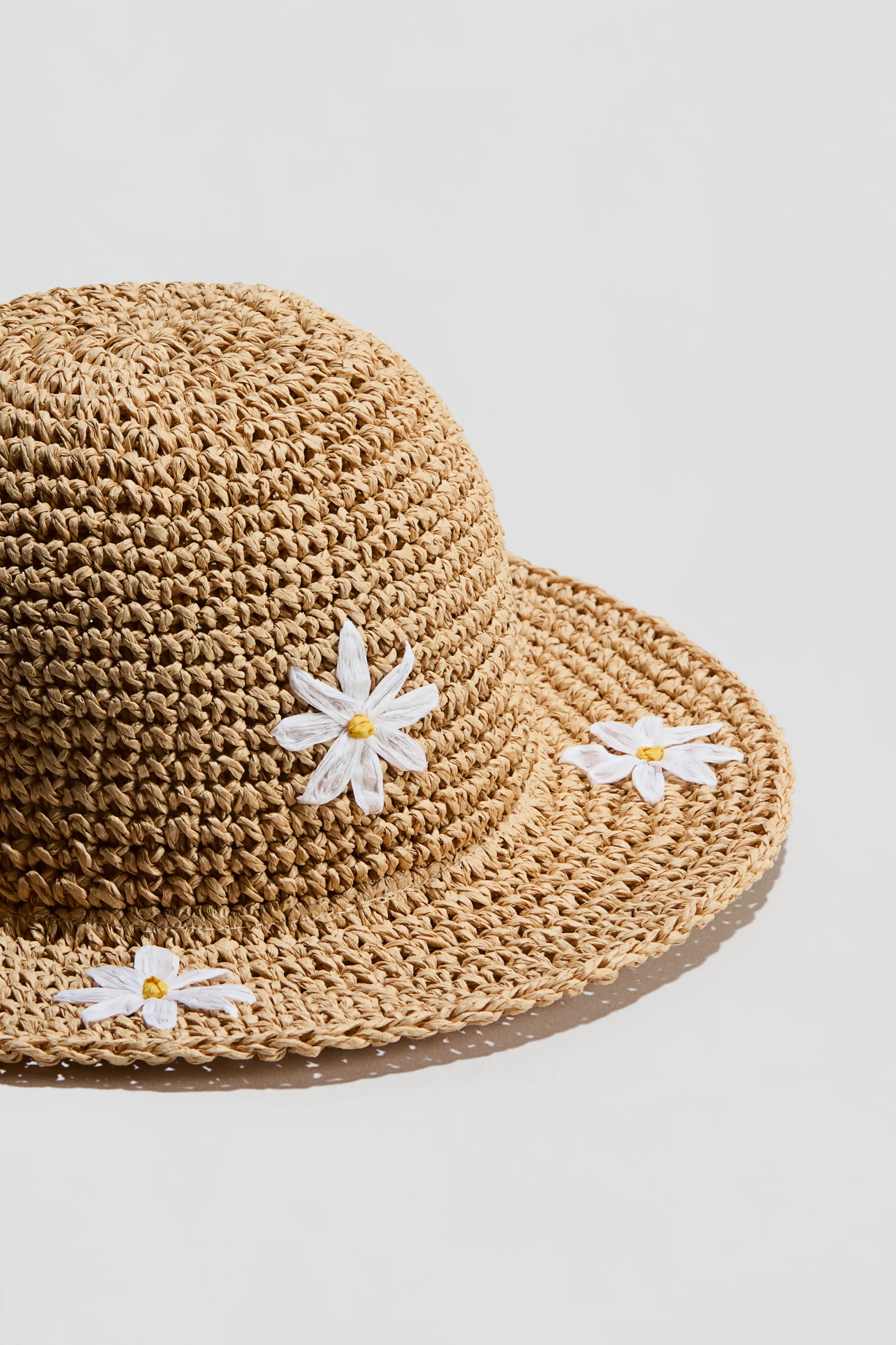 Chapeau de paille avec applications - Beige/fleuri