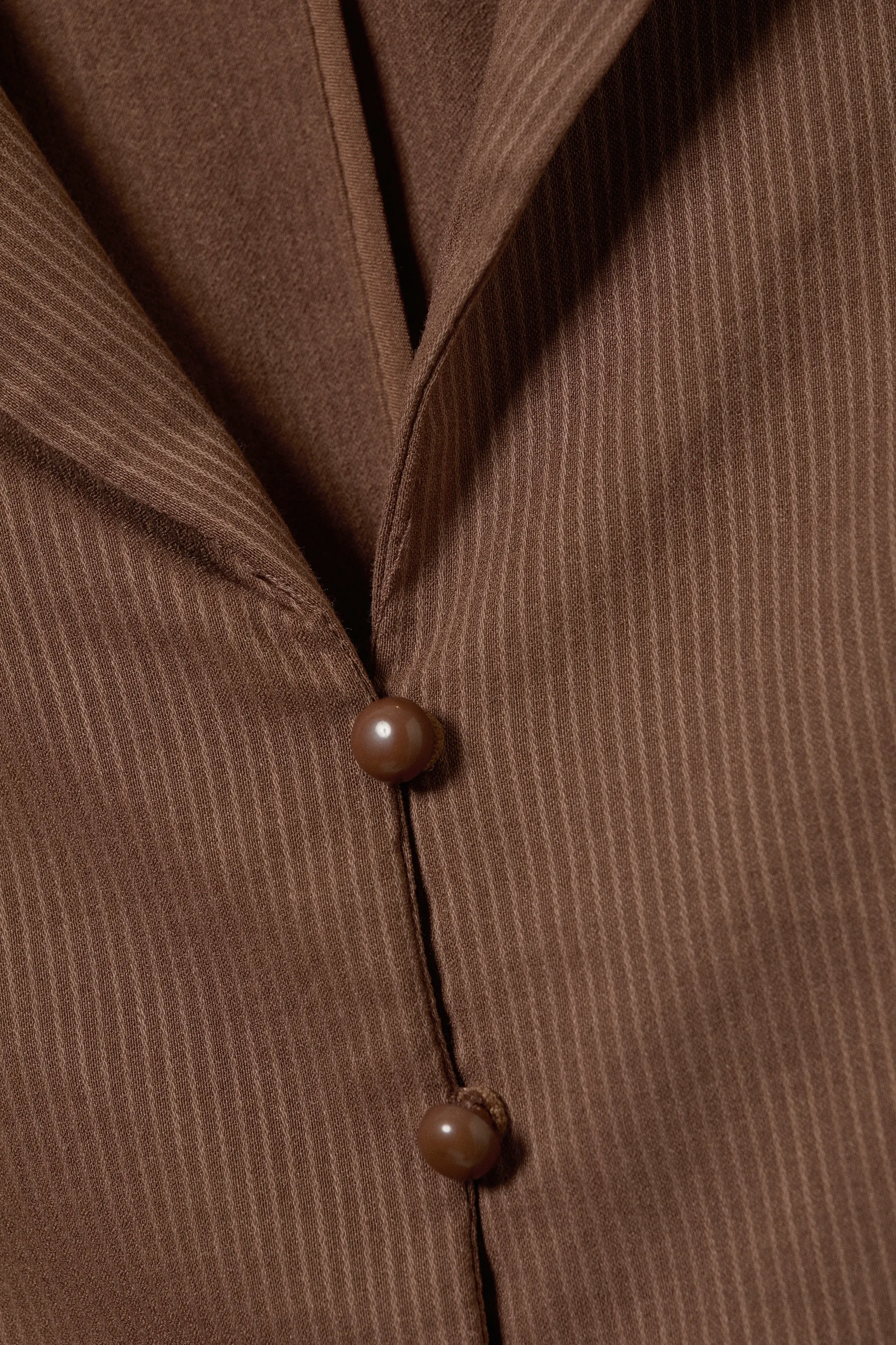 Chemise de villégiature ajustée à manches courtes - Marron rayé