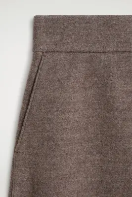 PANTALON BARREL EN LAINE MÉLANGÉE BOUILLIE - BEIGE CHINÉ — photo 4