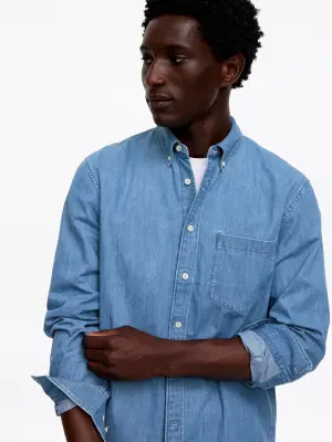 Regular Denim Shirt - Bleu délavé — photo 3