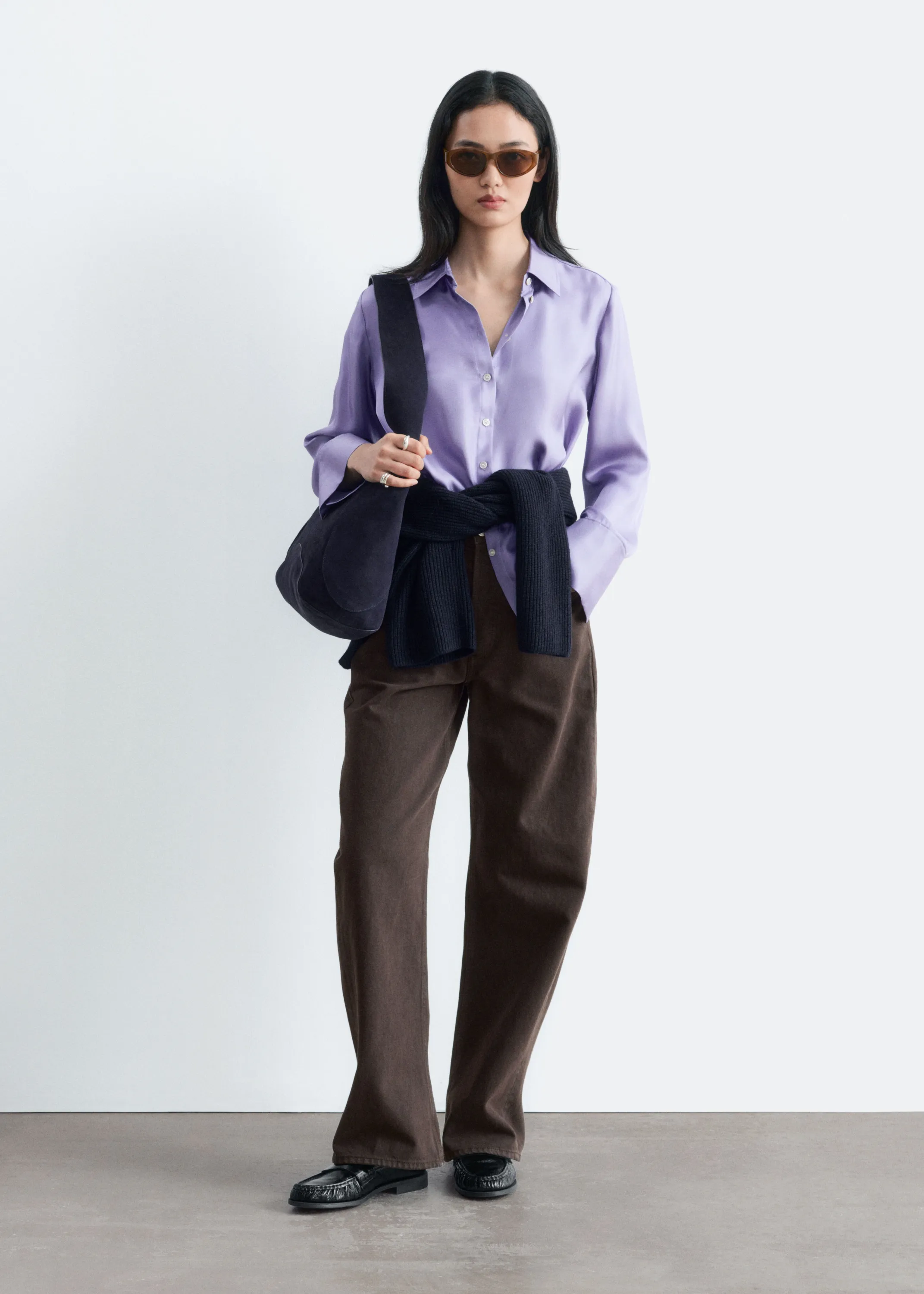 Chemise décontractée en soie - Lilas
