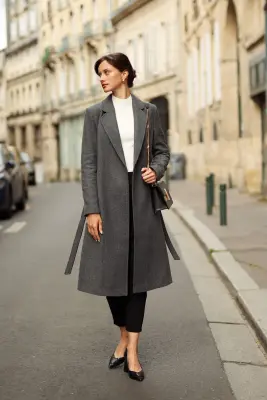 Colette Wrap Coat - Beige fishbone — photo 3