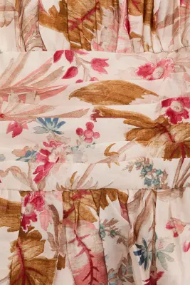 Robe tunique à effet drapé - Rose pêche/fleuri — photo 4