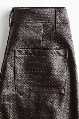 Pantalon en tissu enduit - Marron foncé — photo 1