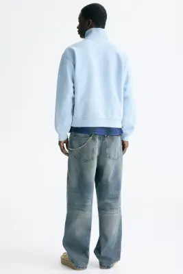 Sweat boxy Loose Fit avec zip - Bleu clair — photo 3