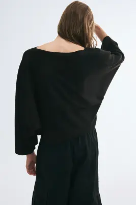 Top cape en maille - Noir — photo 2