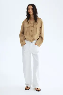 Veste sans col - Beige — photo 2
