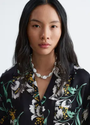 Chemise décontractée oversize - Noir à motif fleuri — photo 2