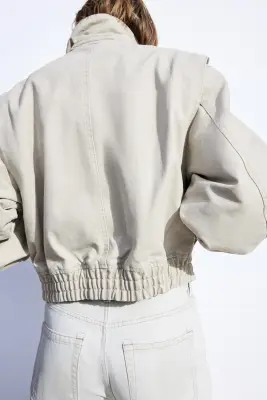 Veste matelassée en toile - Beige — photo 3