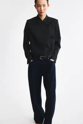Blazer oversize à fermeture droite - Noir — photo 1