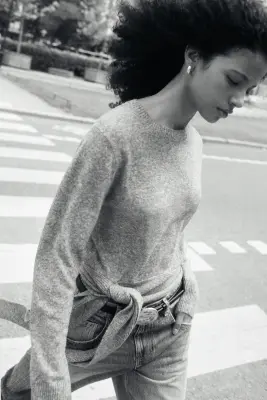 Pull avec détail à nouer - Gris chiné — photo 2