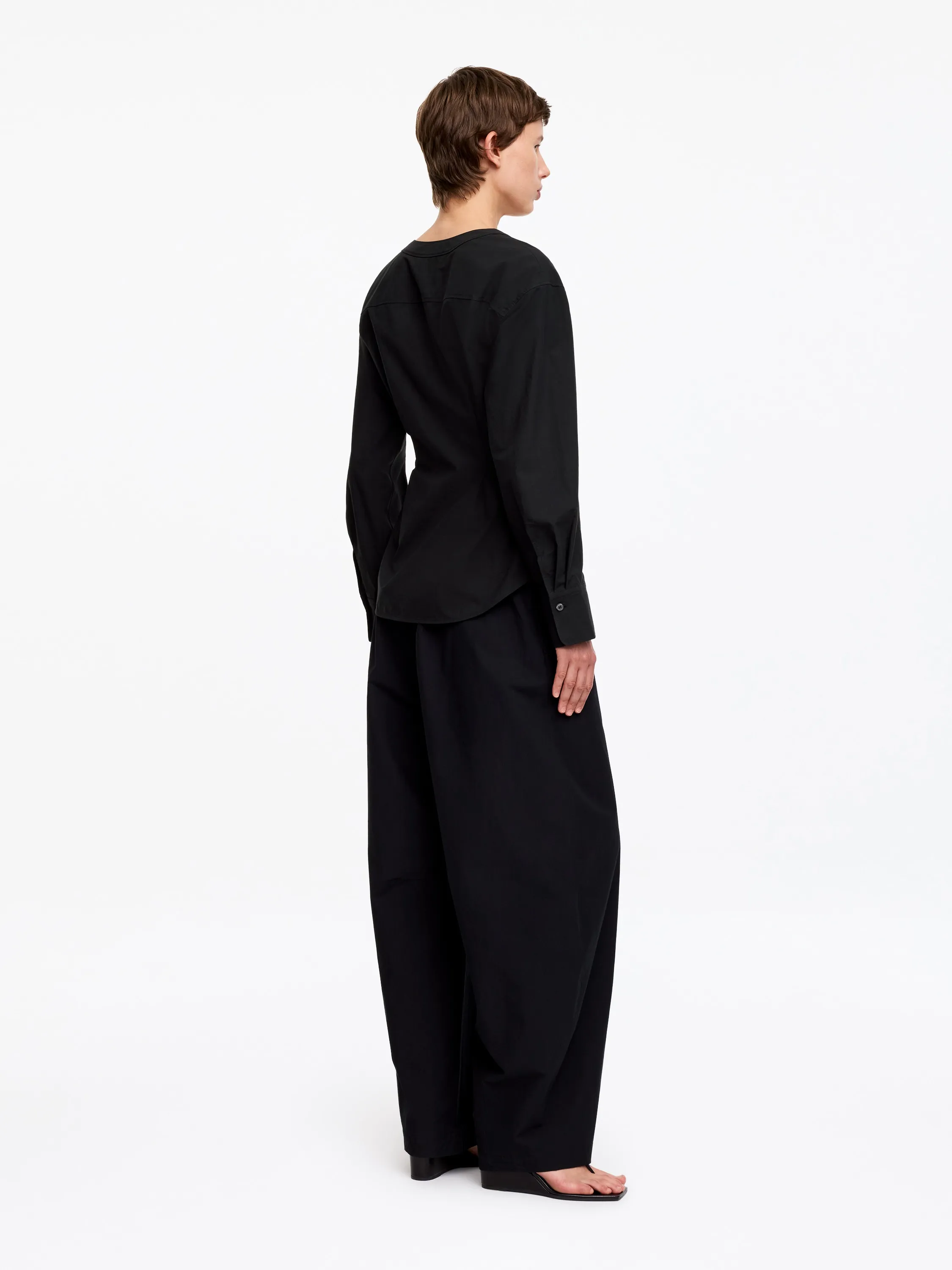 Chemise cache-cœur en coton - Noir