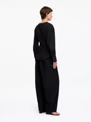 Chemise cache-cœur en coton - Noir — photo 1