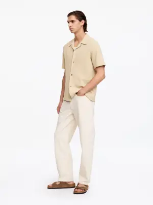 Chemise en jersey gaufré - Beige — photo 2