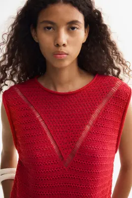 Top façon crochet - Rouge — photo 2
