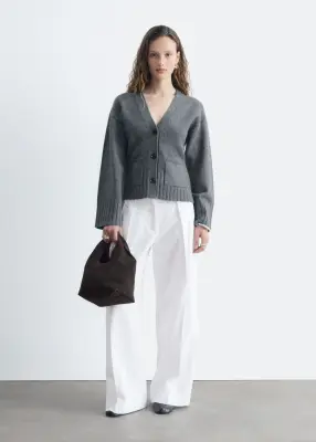 Cardigan cintré en maille - Gris foncé — photo 3