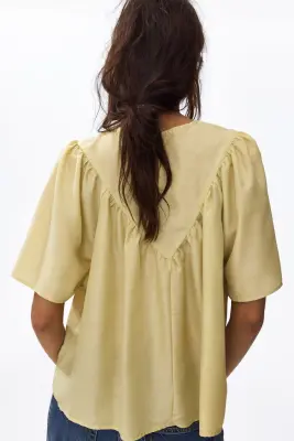 Blouse brodée - Jaune ancien — photo 2