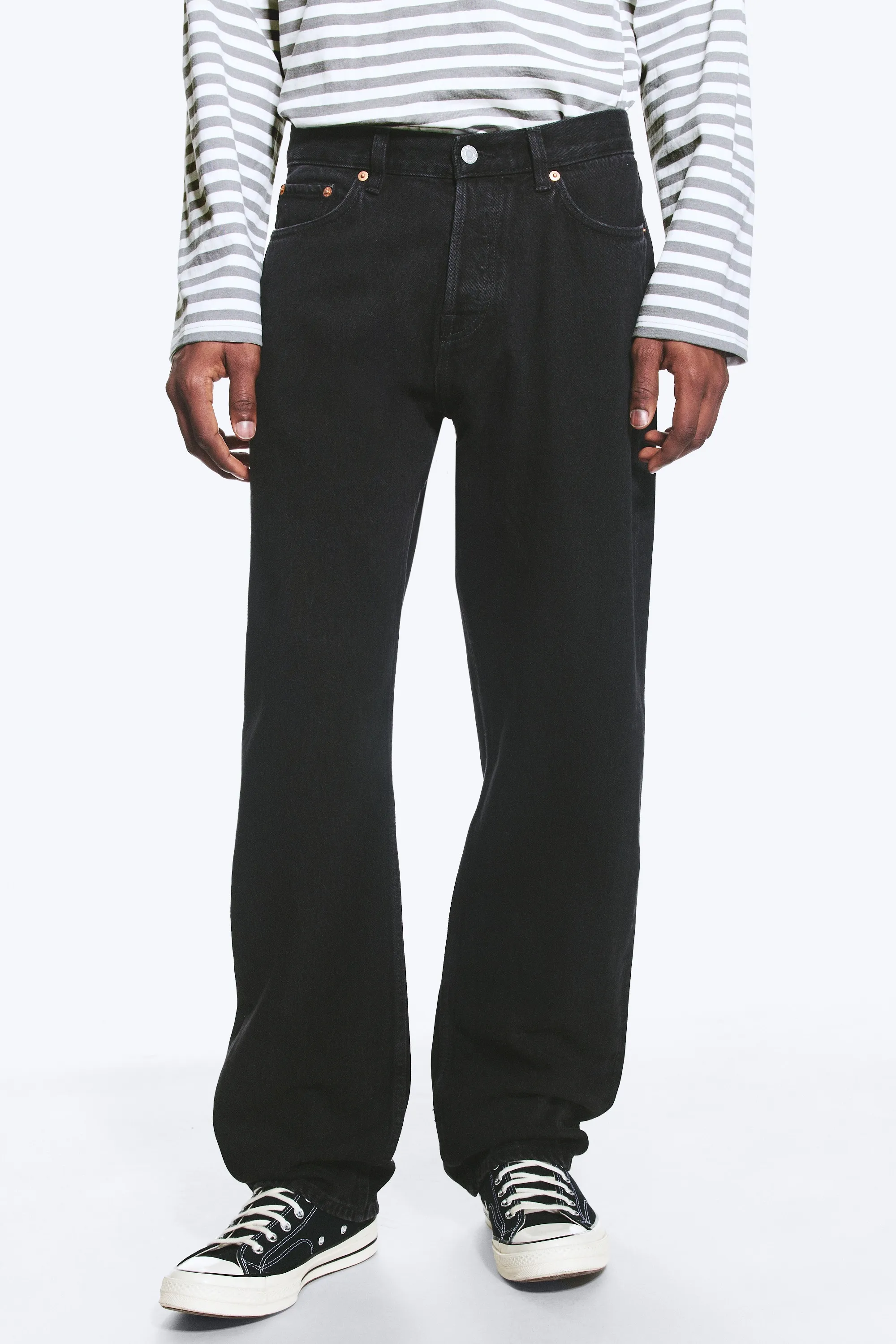 Jean droit décontracté taille mi-haute Space - Tuned Black – Noir