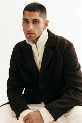 Manteau à fermeture droite - Marron foncé — photo 1