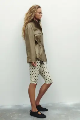 Veste oversize avec cordon de serrage - Taupe — photo 3
