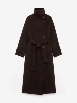 Manteau surdimensionné en laine mélangée - Marron foncé — photo 1