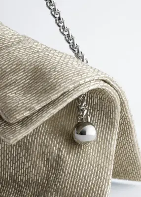 Mini sac porté épaule à perles fantaisie - Argenté — photo 4