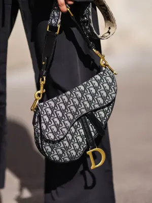Sac Saddle iconique en toile imprimée monogramme bleu et beige Prix boutique 3500€ — photo 3