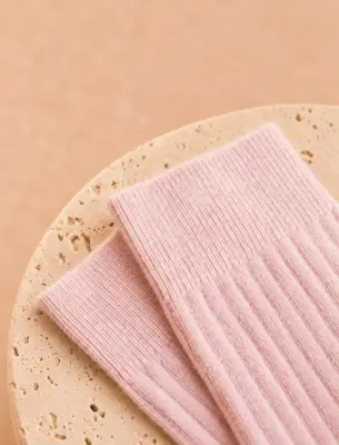 Chaussettes cachemire - Rose pâle — photo 2